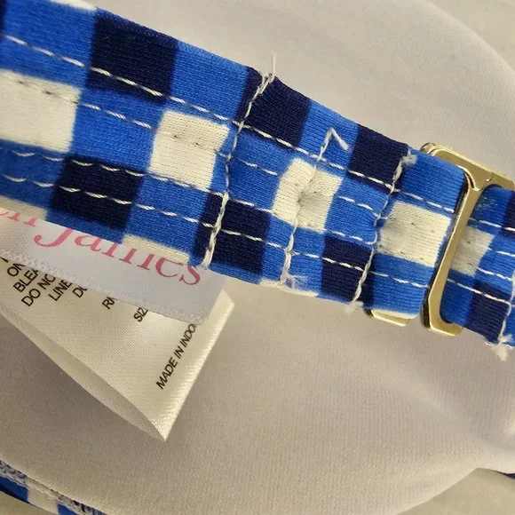 New Lauren James Gingham Off The Shoulder Bikini Top in Blue Peri Bralette S - Picture 3 of 5